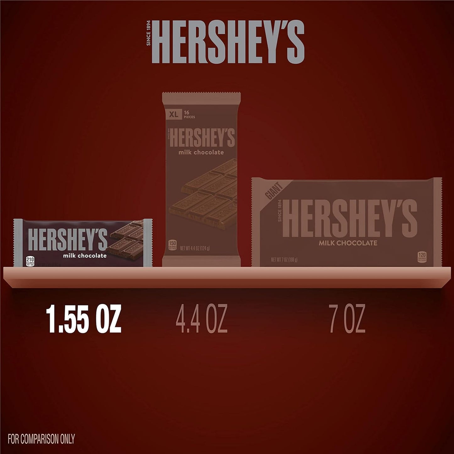 HERSHEY'S Chocolate Candy Bar, 1.55 Ounce (Count of 6)