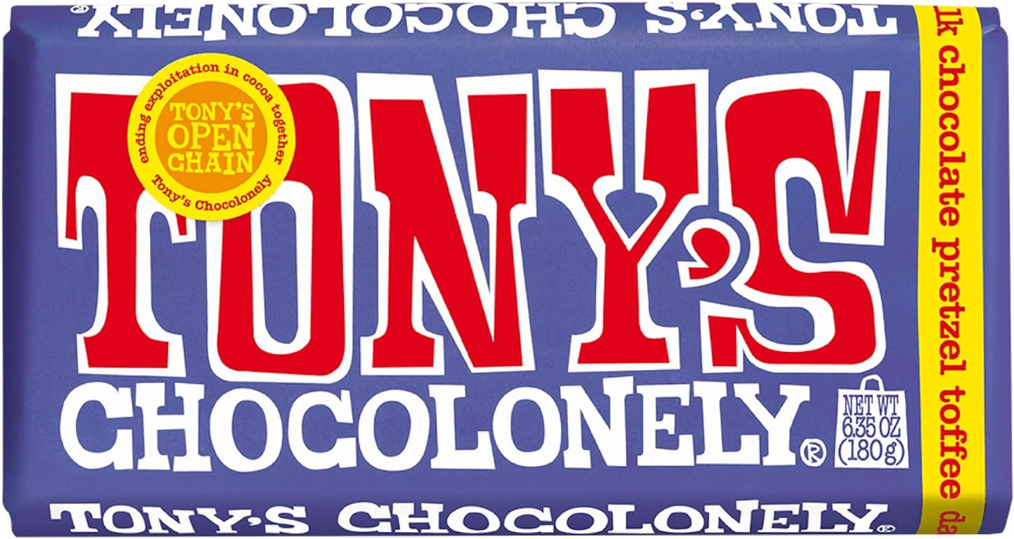 Tony's Chocolonely Bar Dark Chocolate Pretzel Toffee 180g