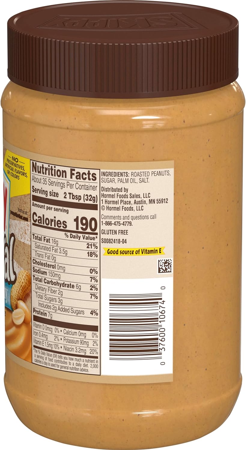 Skippy Peanut Butter, Natural Creamy, 40 Ounce