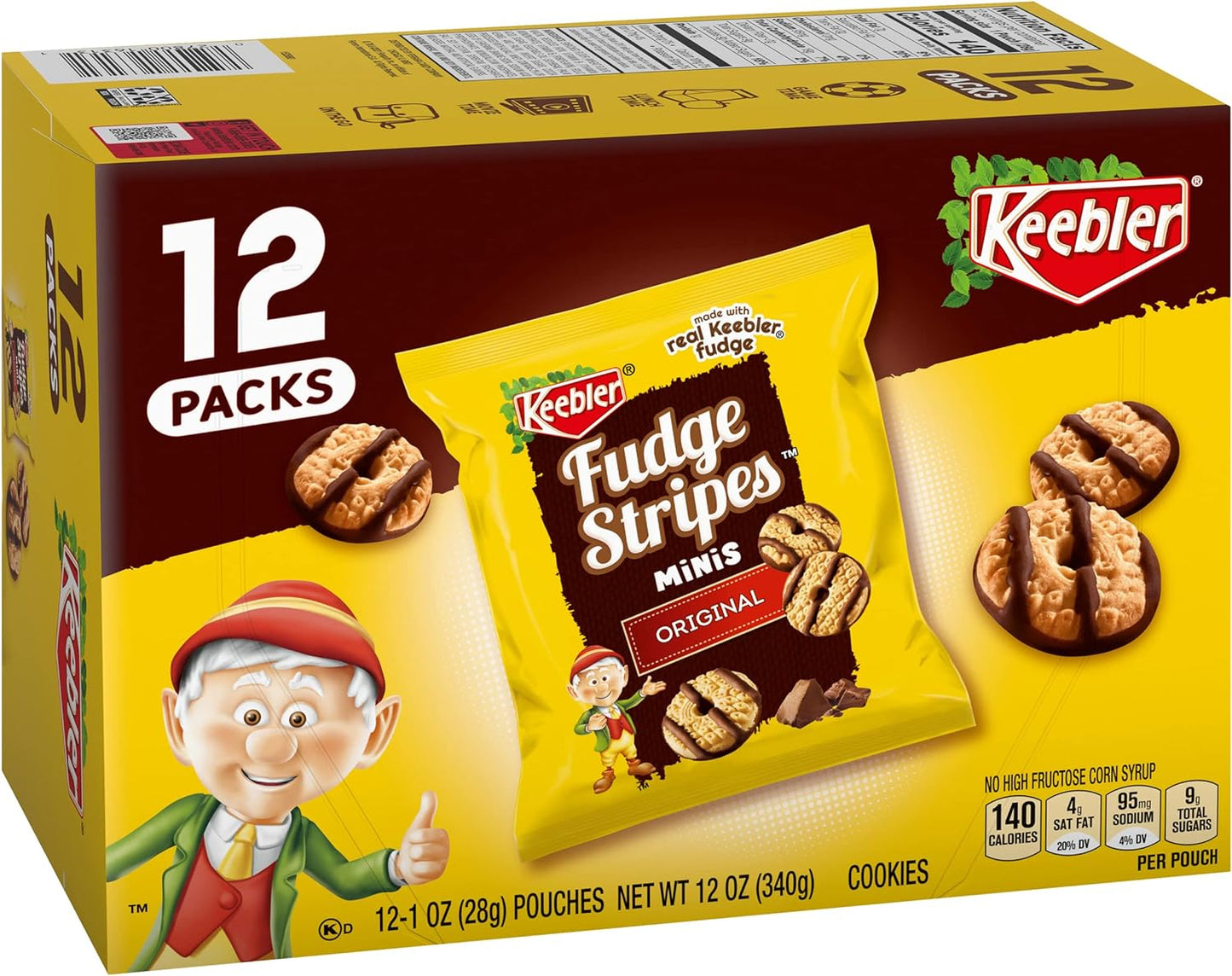 Keebler Fudge Stripes Original Minis Cookies, 1 oz, 12 ct