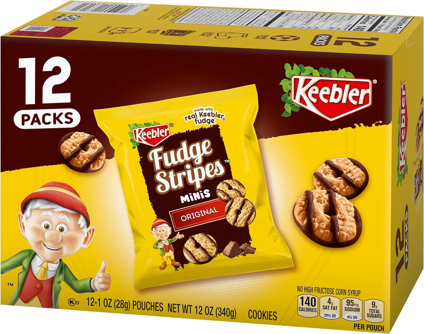 Keebler Fudge Stripes Original Minis Cookies, 1 oz, 12 ct