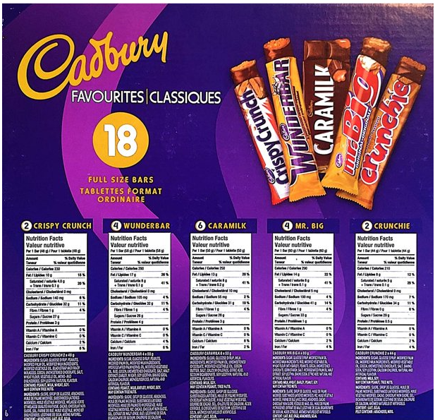 Order Cadbury 18 Full size Chocolate Bars Variety Pack - Wunderbar, Caramilk, Mr.Big, Crunchie, Crispy Crunch - 956g