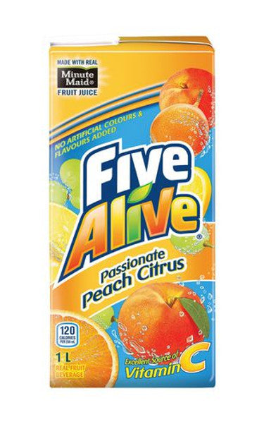 Five Alive Passionate Peach Citrus, 1 Litre/33.8 fl. oz., Juice Box, .
