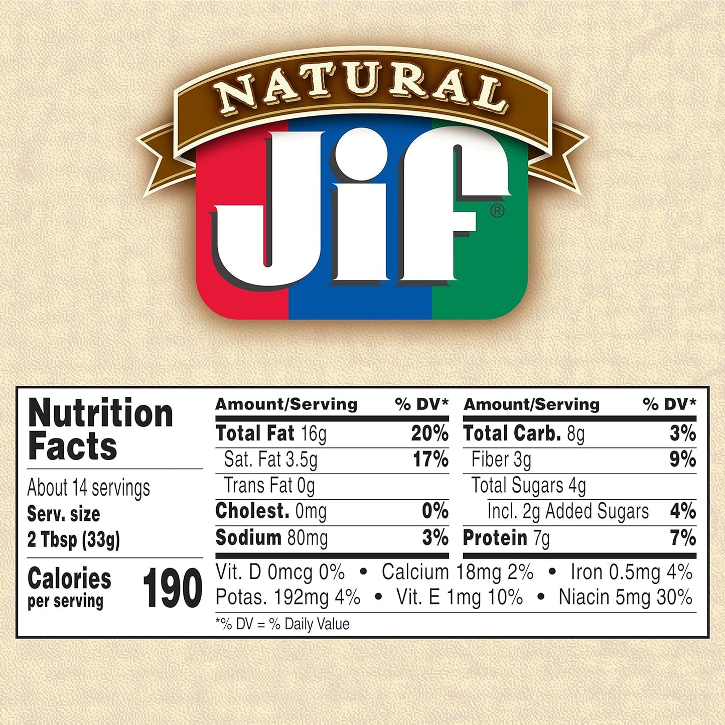 Jif Natural Creamy Peanut Butter, 16 oz by Jif