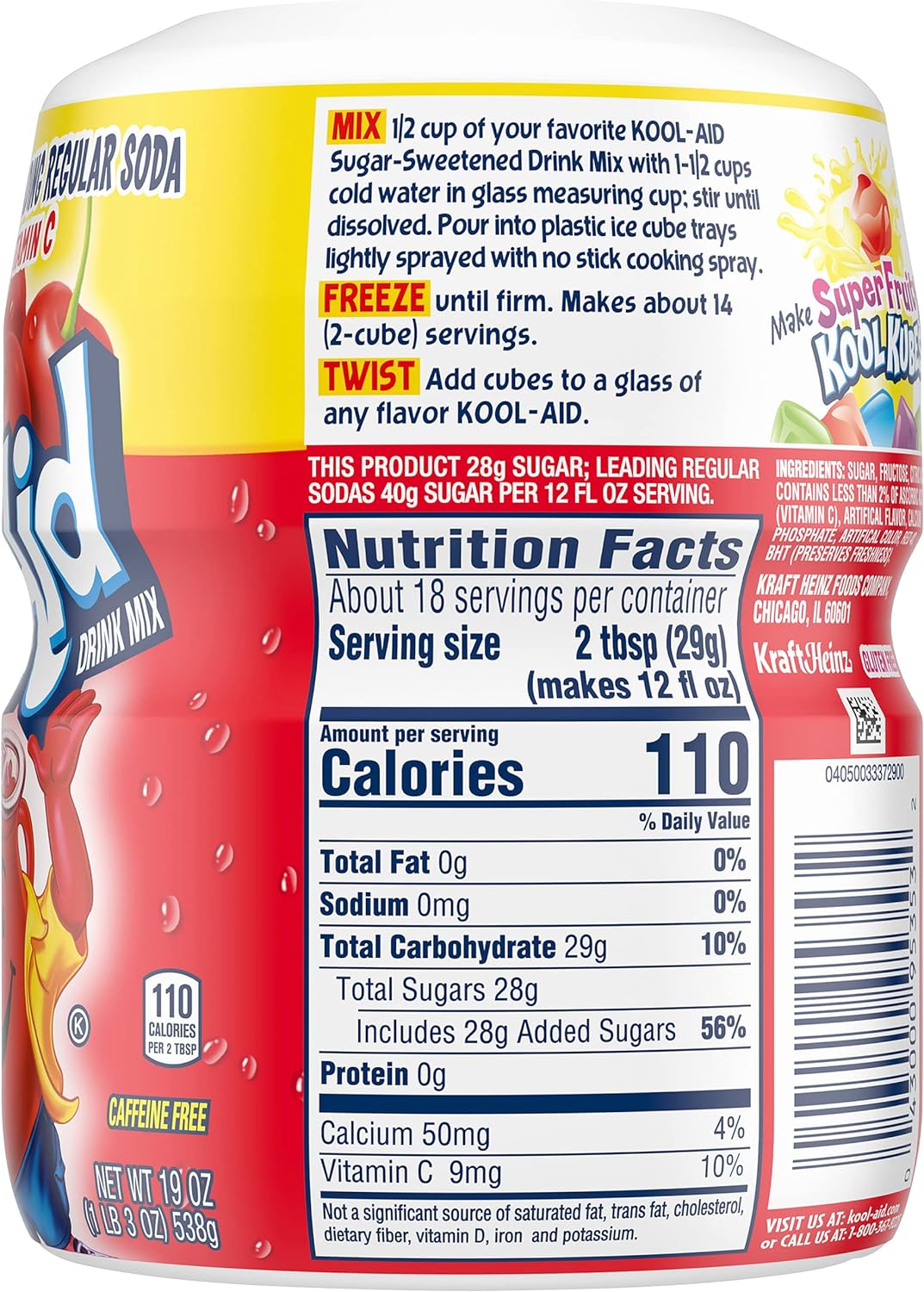 Kool-aid Cherry Mix 19oz Container (2 Pack)