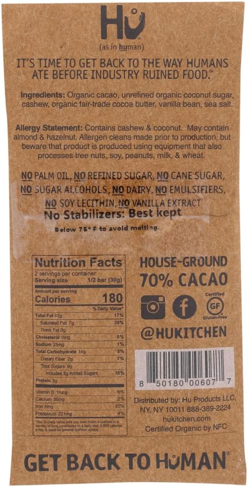 HU KITCHEN Cashew Vanilla Chocolate Bar, 2.1 OZ