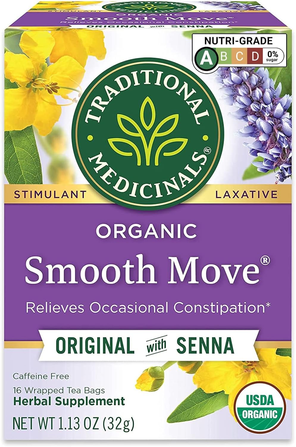 Senna Stimulant Laxative Tea - Caffeine Free, 16 Count