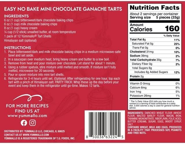 Yummallo Mini Shortbread Tart Shells, 12 count