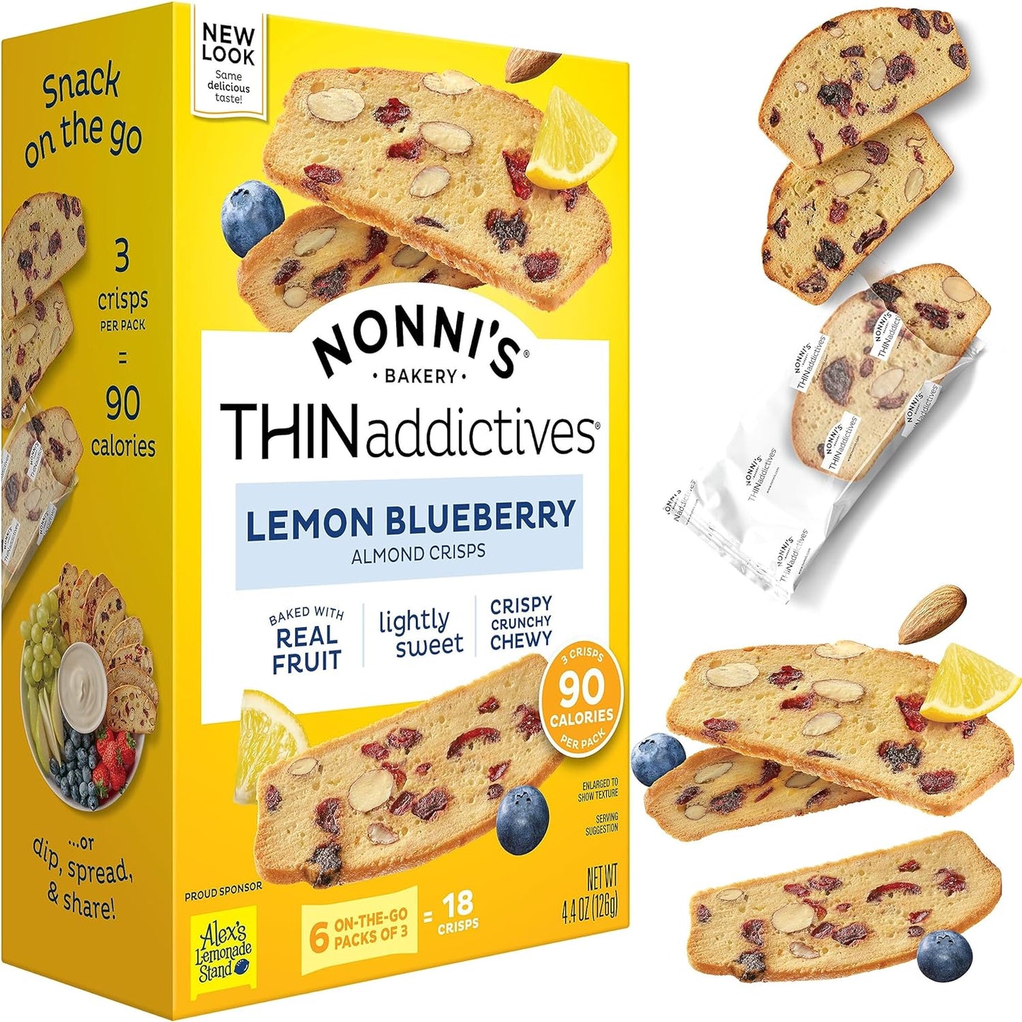 Nonni's Lemon Blueberry Almond Thins, 4oz