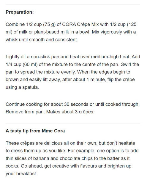 Cora Crepe Mix, Chocolate, 700g/1.5 lbs., Imported from Canada