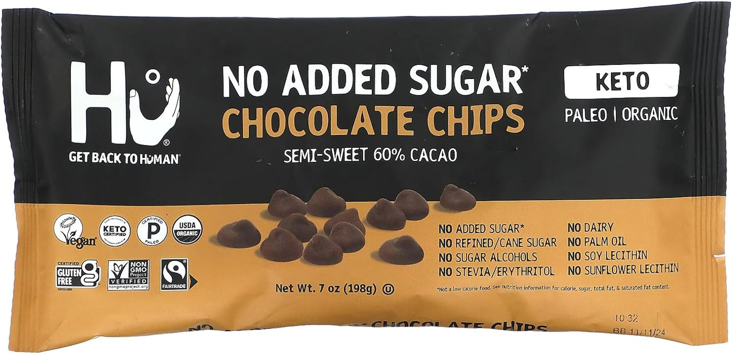 Hu Baking Chocolate Chips No Sugar Added Semi-Sweet - 7oz