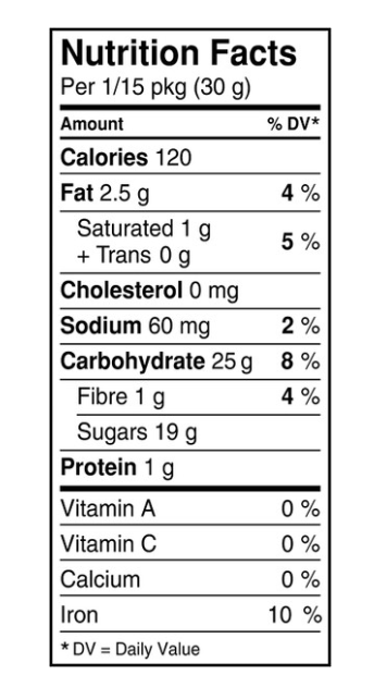 Betty Crocker Chocolate Gluten Free Brownie Mix, 454g/16oz Nutritional Information