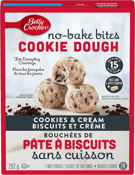 Buy Betty Crocker No-Bake Cookie Dough Bites Mix, Cookies & Cream Flavor, 292g/10.2 oz. Box .