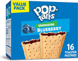 Kellogg's Pop-Tarts Unfrosted - Toaster Pastries Breakfast for Kids, 16 Count, 27 oz (Unfrosted Blueberry)