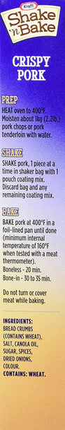 Kraft Shake 'n Bake Crispy Pork Coating Mix, 160g/5.6 oz. Box .