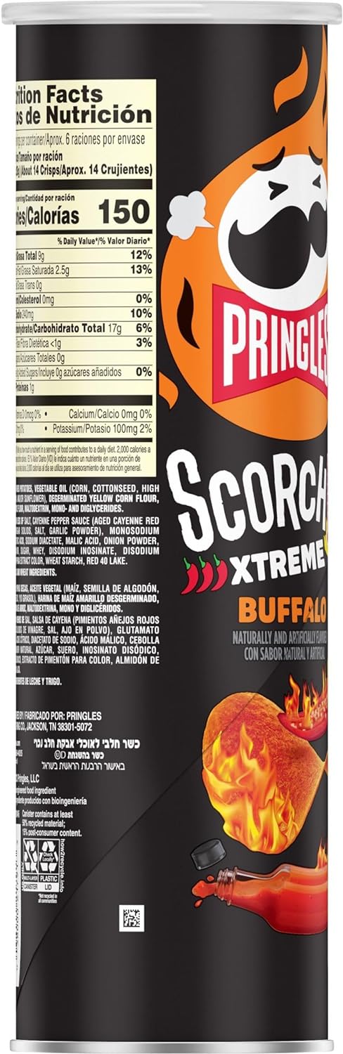 Pringles Scorchin' Buffalo Potato Crisps Chips, 5.5 oz