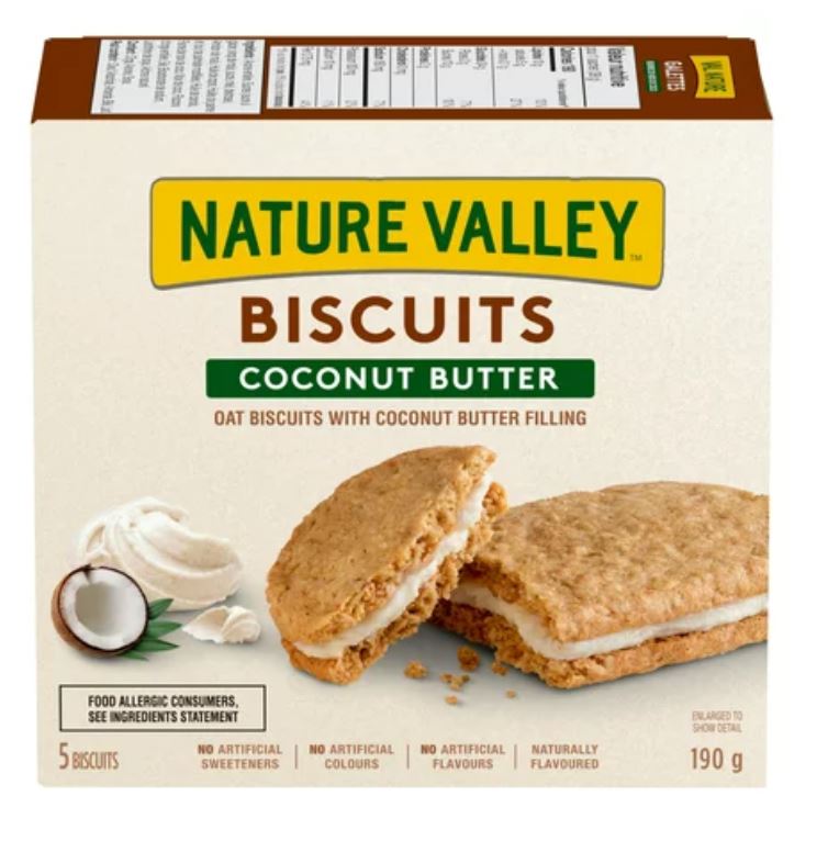 NATURE VALLEY Biscuit Coconut Butter, 5 Count, 190g/7.8oz, Box