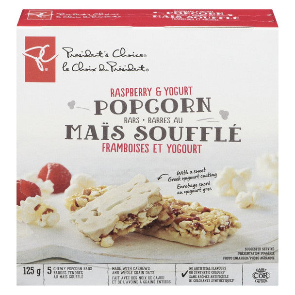PC, Raspberry & Yogurt Popcorn Bars 125g/4.4 oz., .
