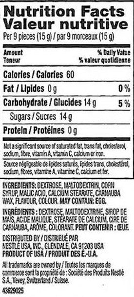 Everlasting Gobstopper Jawbreaker Candy 141g/5oz Box Nutrition Facts