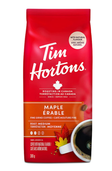 Buy Tim Hortons Maple Coffee, Fine Grind, Medium Roast, 300g/10.6oz