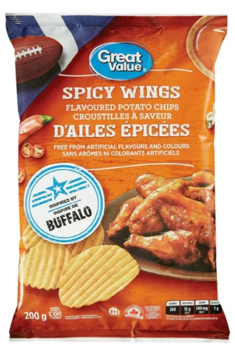 Great Value Spicy Wings Flavoured Potato Chips, 200 g