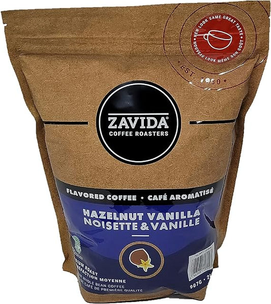 Zavida, Hazelnut Vanilla Whole Bean Coffee, 907g/ 2 LB. Bag