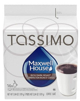 Tassimo Maxwell House Dark Roast Coffee Single Serve T-Discs, 14 T-Discs