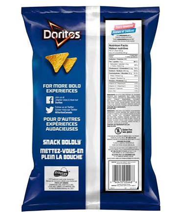 Doritos Cool Ranch Tortilla Chips - 235g Back Part