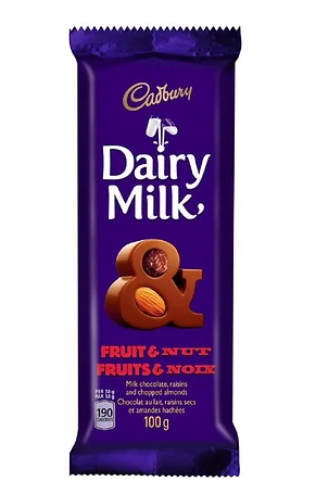 Cadbury Dairy Milk Fruit & Nut Chocolate Bars 24/Case