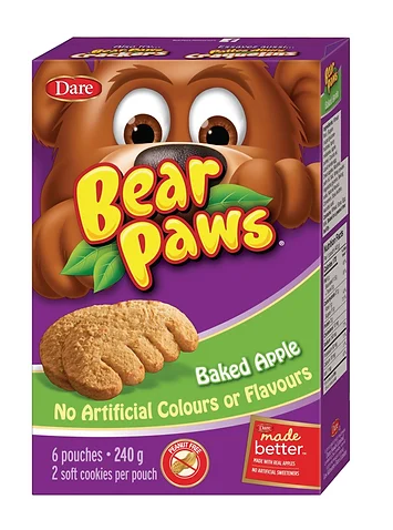 Dare Bear Paws Baked Apple Cookies 6 Pouches - 240g