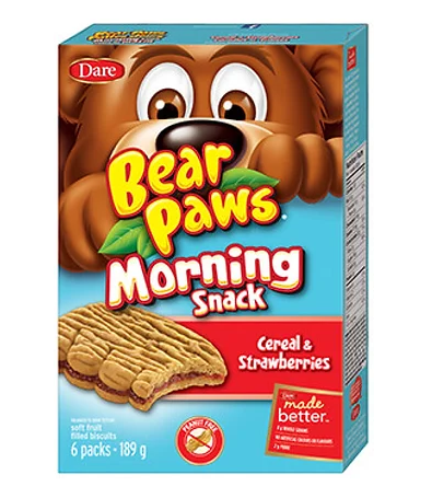 Dare Bear Paws Cereal & Strawberry Cookies 6 Pouches - 189g