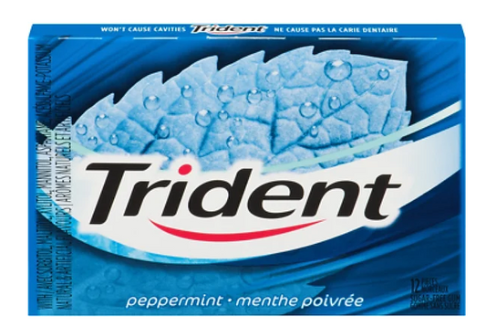 Trident Sugar Free Gum, Peppermint - 12x12 - .62lb(281g)