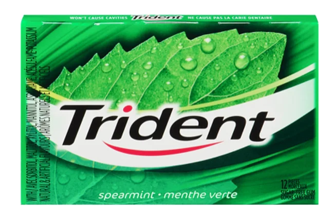 Trident Sugar-Free Gum, Spearmint - 12x12 - .62lb(281g)