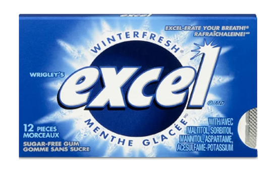 Excel Sugar-Free Gum, Winterfresh - 12x12 - .62lb(281g)