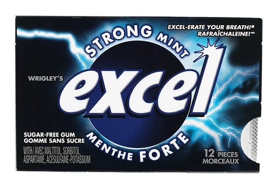 Excel Sugar-Free Gum, Strong Mint - 12x12 - .66lb(299g)