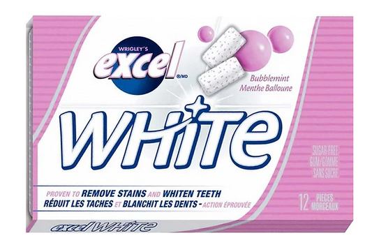 Excel White Sugar-Free Gum, Bubblemint - 12x12 - .62lb(281g)