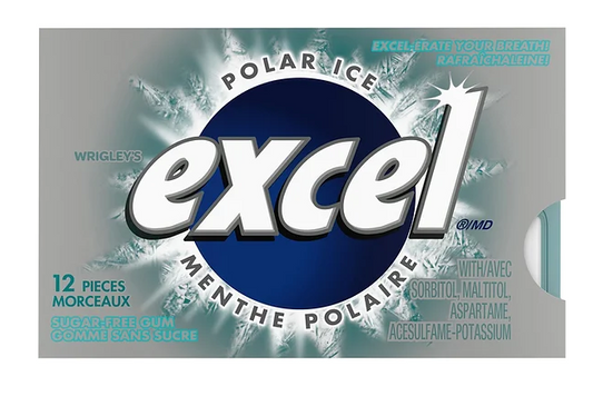 Excel Sugar-Free Gum, Polar Ice - 12x12 - .62lb(281g)