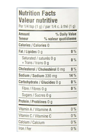 Hy's Seasoning Salt - 450g Nutritional Information