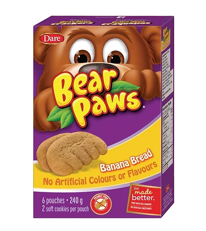 Dare Bear Paws Banana Bread Cookies 6 Pouches - 240g