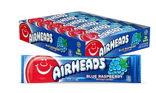Airheads Taffy Bars Blue Raspberry - 36ct - 562g
