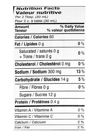 Bullseye Bold Original BBQ Sauce - 425g Nutritional Information